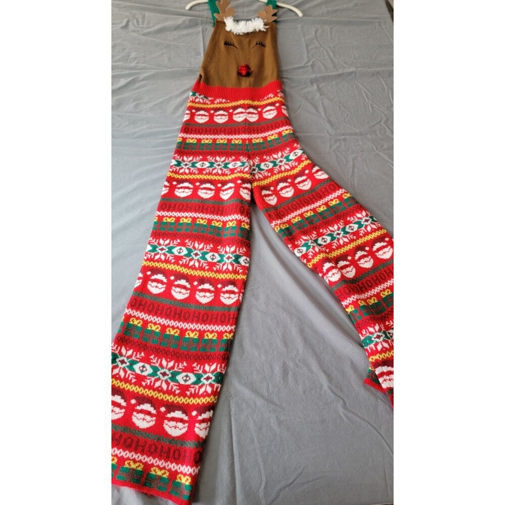 Ugly Christmas Sweater Jumpsuit Reindeer Romper Womens Small Knit Holiday Outfit